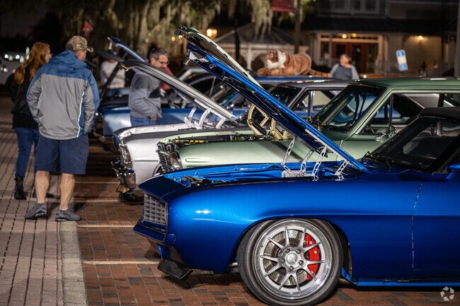 The Longwood Cruise-In Car Show features lines of cars all around the downtown Longwood area.