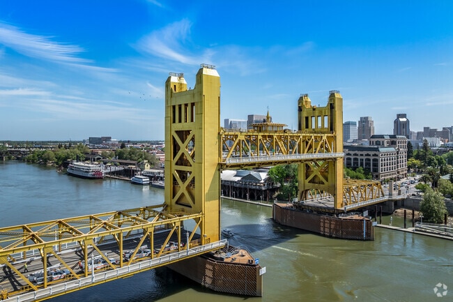 The iconic Tower Bridge is a gateway from Old West Sacramento to downtown Sacramento.