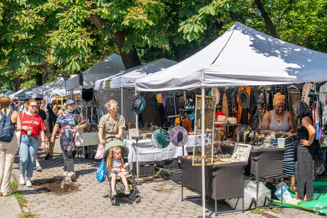 Locals enjoy shopping every week at the Fort Greene Park Greenmarket.