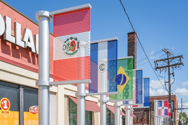 Clark-Fulton celebrates it diverse culture with unique metal flags along Clark Avenue.
