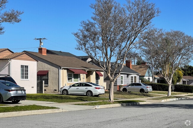 One-story single-family homes line the residential streets of San Gabriel.