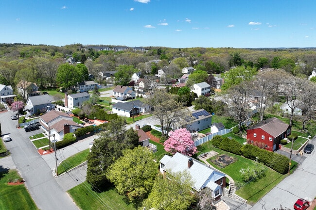 The laid out streets of North Woburn have a large number of homes on them.