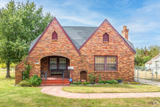 A newly built brick home in the Rotary Park neighborhood.