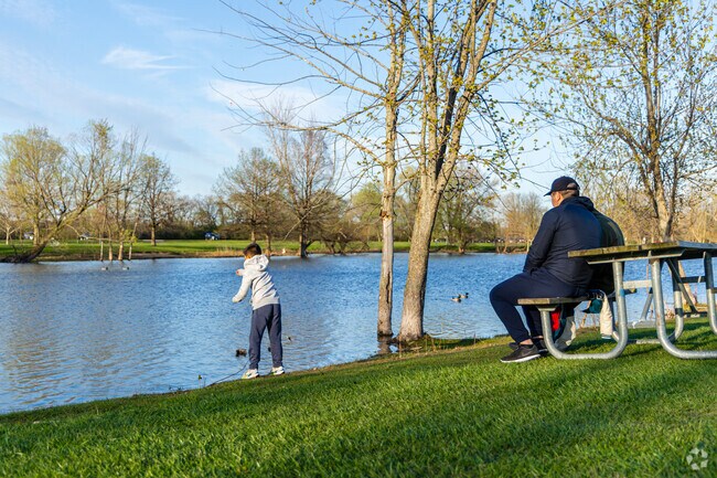 Irving Woods locals enjoy fishing at Schiller Pond.