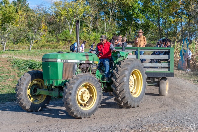 Enjoy hay rides at the Outhouse Orchards Apple Picking Festival in North Salem, NY.