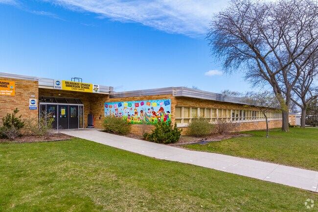 The entry of Milwaukee Spanish Immersion School in Morgan Heights.