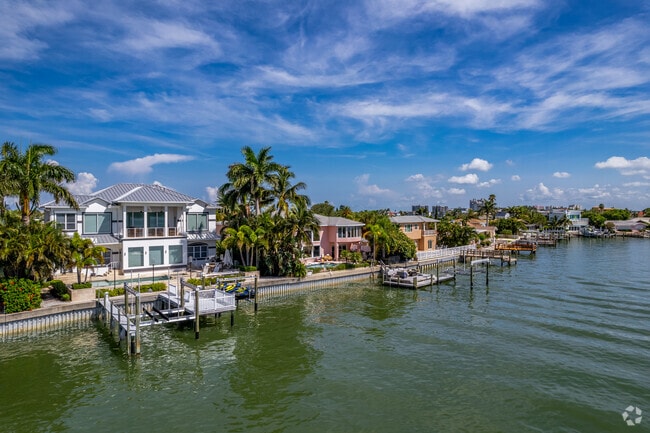 The Belleair Beach neighborhood is surrounded by water, giving everyone their own private docks.