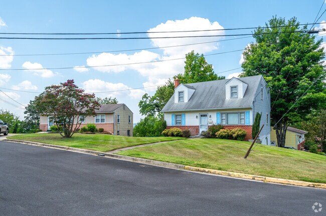 A vibrant Cape Cod on a spacious lot sits beside a split-level home in Bladensburg.
