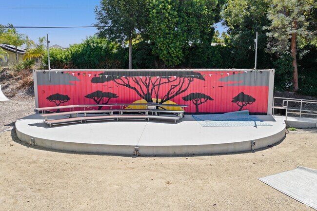 There is an outdoor stage at Acacia Elementary School in Thousand Oaks, Ca.