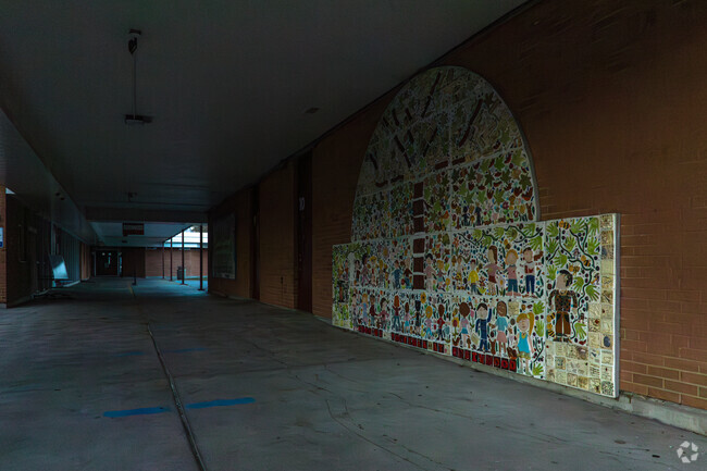 Robinwood Elementary School has art tiles in their entryway.