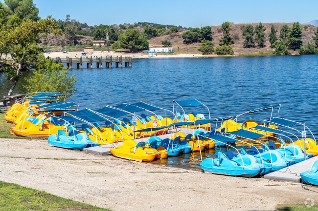 Picnic areas and lake views draw visitors to Bonelli Regional Park.