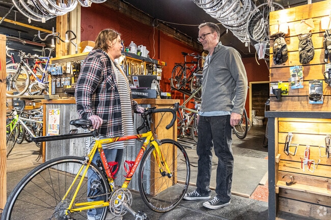 Backpedal Cycleworks offers bicycle sales and service in the Mount Scott-Arleta neighborhood.