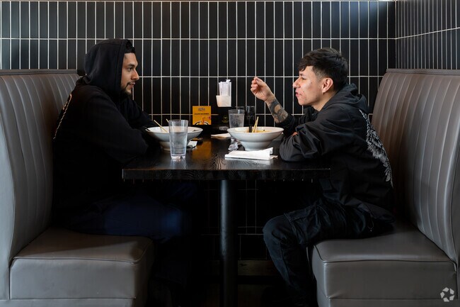 Customers sit and talk over noodles at Silverlake Ramen in Mission Hills.