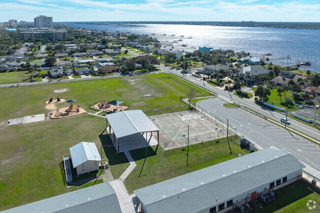 Students at R.J. Longstreet Elementary can enjoy the ocean & river breezes when playing outside.