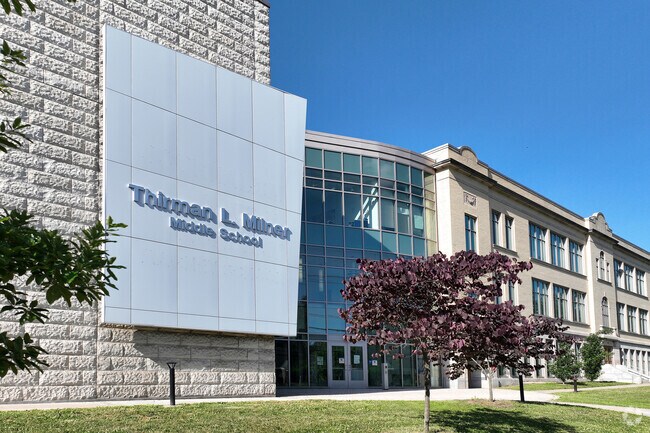 North End Hartford CT Journalism and Media Academy Thirman Miller Middle School entrance