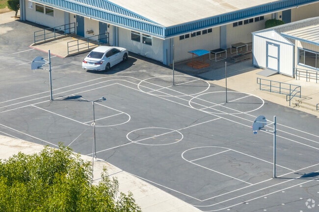 The basketball courts at Thomas Olaeta Elementary School in Atwater.
