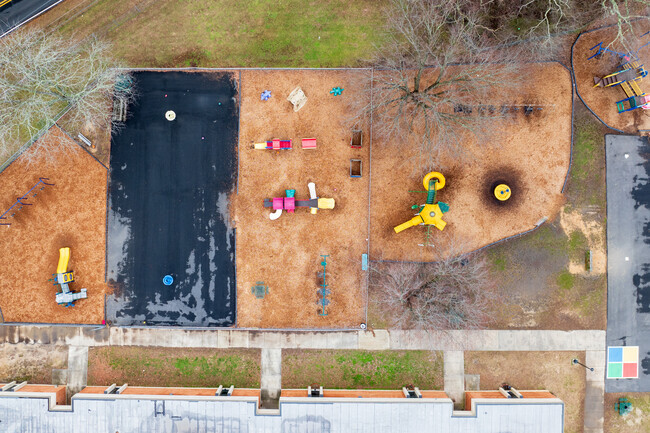 An aerial view of the playground of Rural Point Elementary School.