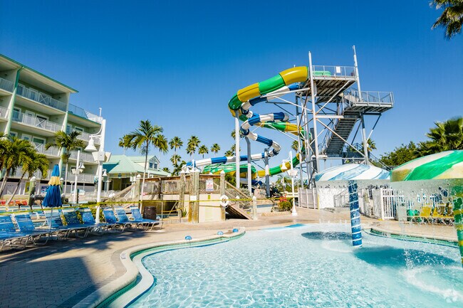 Splash Harbor waterpark slide and pool.