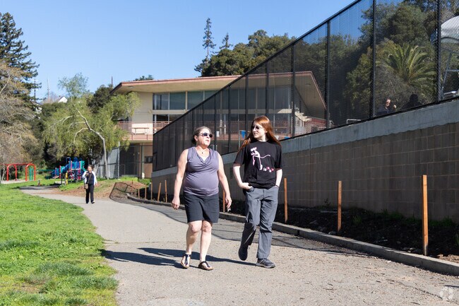 Walking through Oakmore you will see friends chatting and enjoying being outside.