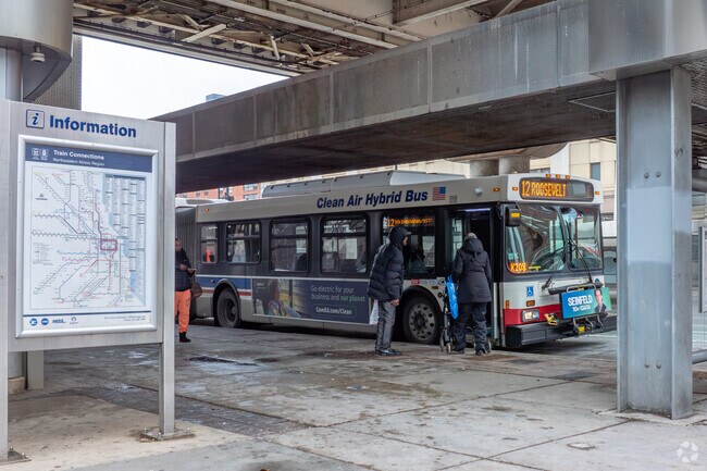 Bus stops are found throughout the Central Station neighborhood.