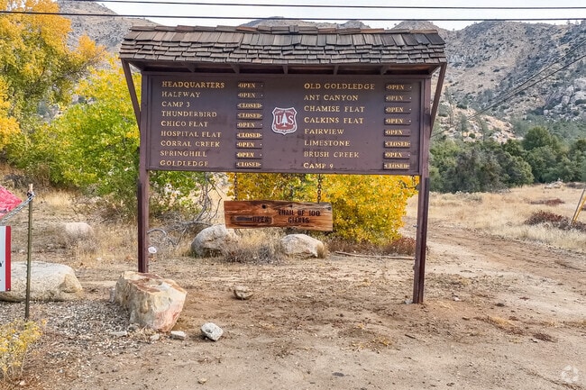 The trailhead starts here for several of the hiking trails found in Kernville.