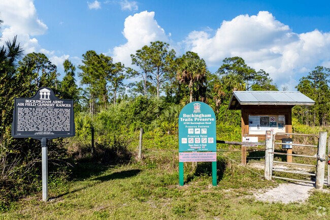 Buckingham Trails Preserve is a 3.1 mile loop of unpaved trails that is equestrian friendly.