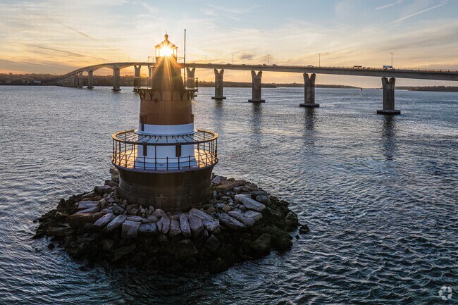 Jamestown residents are greeted by Plum Beach Lighthouse as they cross the Jamestown Bridge.