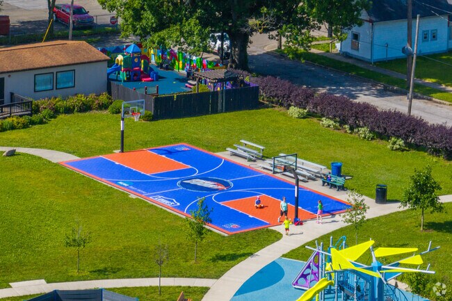 Kelly Park features a brand new basketball court and playground in Old Southside.