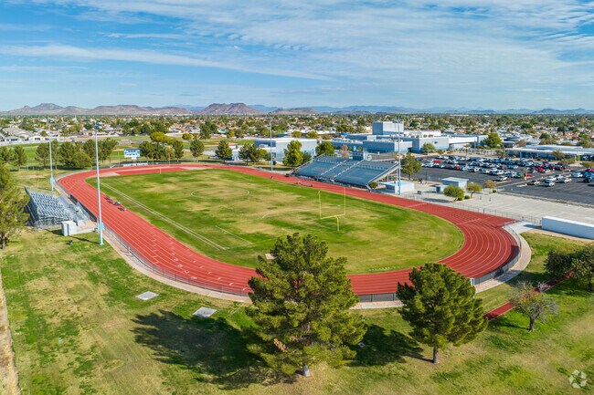 Friday night lights at the football field of Cactus High School, Glendale.