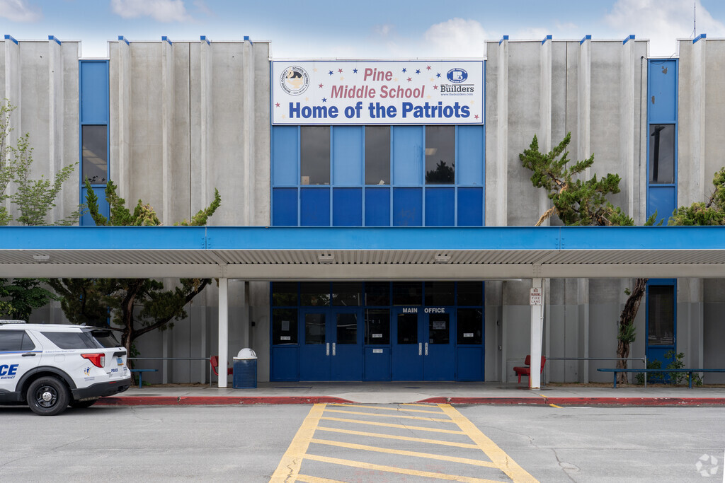 The front entrance to Edward L Pine Middle School in Reno.