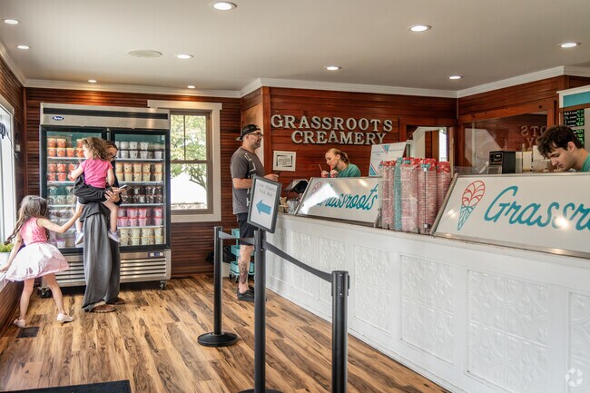 Grassroots Creamery is a popular local ice cream shop known for its homemade ice cream.