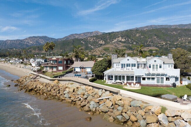 Row of beachside homes  in Toro Canyon, Summerland, CA.