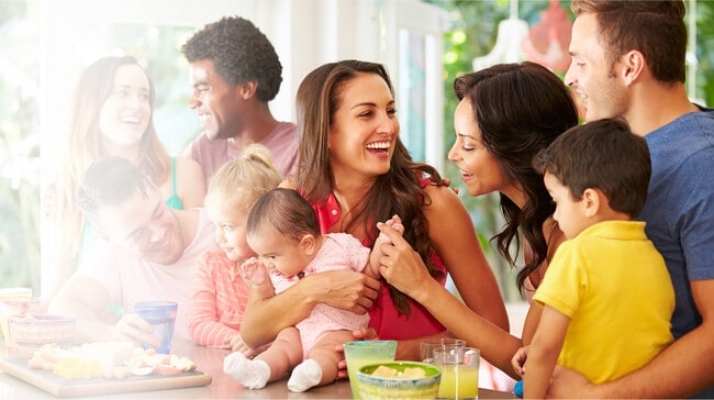 Stock Photo Family Families Eating Party Fade