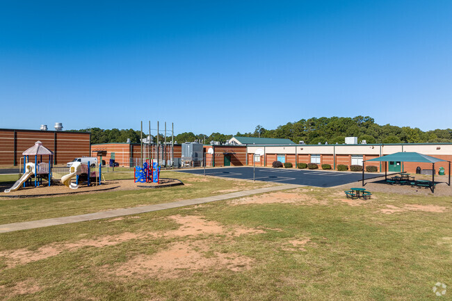 Several new playground structures sit at County Line Elementary School.