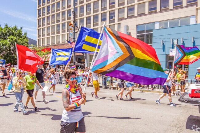 Lakeview East residents celebrate Chicago Pride Fest.