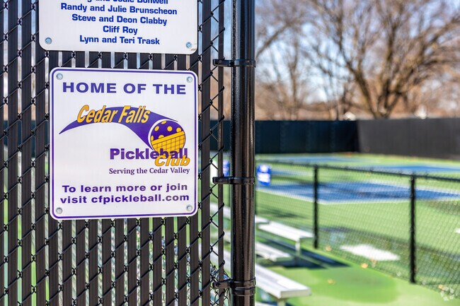 The Cedar Falls Pickleball Club has their own court complex at Orchard Hill Park.