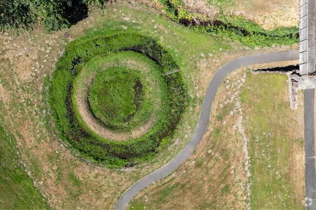 Mill Creek Earthworks Park has environmental artwork and over 2 miles of walking paths.