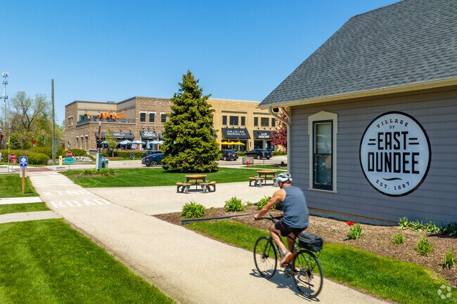 The Fox River Trail runs through the heart of Downtown East Dundee offers 40 miles of trails.