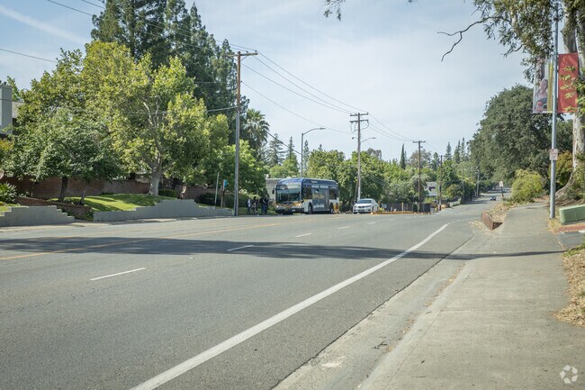 Manzanita Avenue is a wide street in Del Paso Vale, where you can catch the bus to nearby areas.