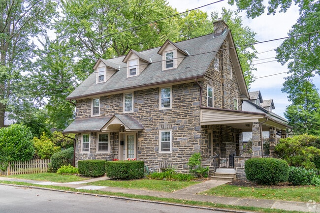Historic Stone Colonial homes line the streets of Narberth.
