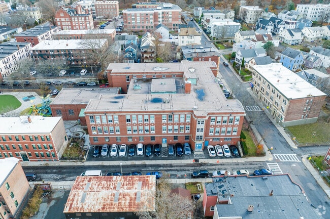 The Hernandez School is located in the middle of residential Jamaica Plain.