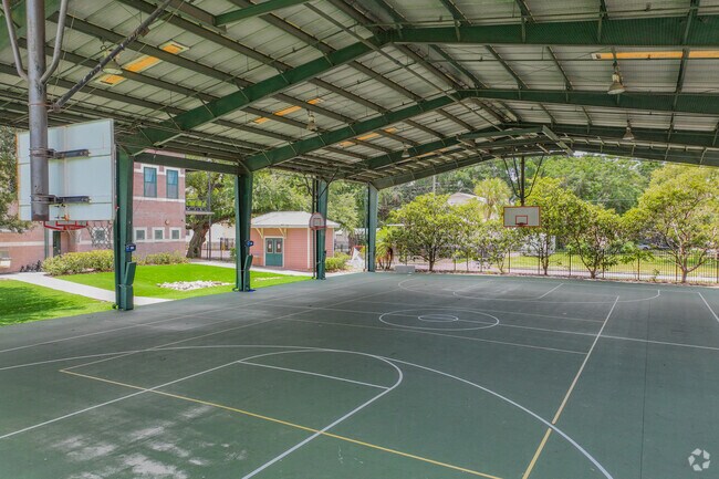 Academy Prep Center of Tampa has shaded basketball courts for students to enjoy.