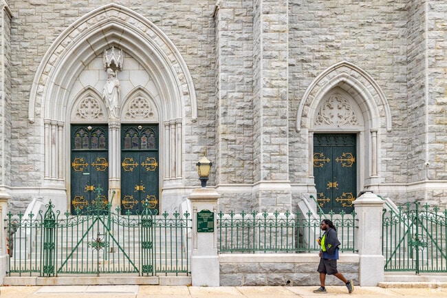 The Immaculate Heart of Mary & Saint Patrick Roman Catholic Church's Gothic architecture stands tall in the neighborhood of Elizabethport.