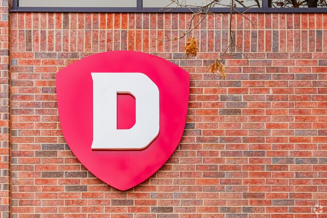 Close up shot of the school symbol in Dimensions Academy Elementary School.