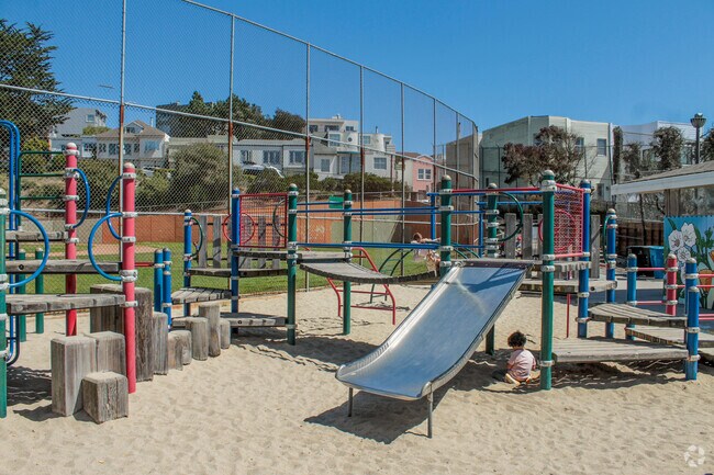 Jordan Park/Laurel Heights residents can play outdoors at the Laurel Hill Playground.