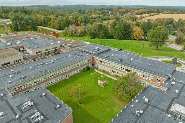 A grassy courtyard at Wachusett Regional High School.