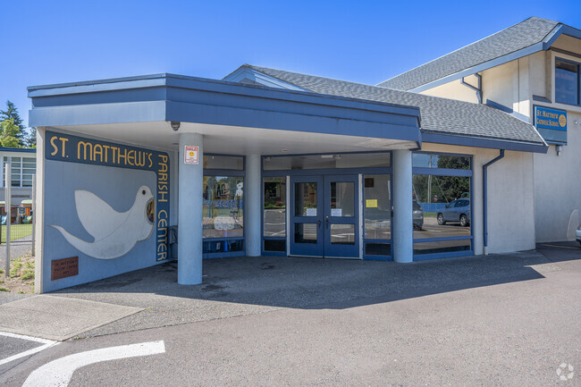 St. Matthews Catholic School entrance in Hillsboro, Oregon