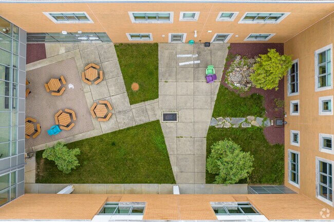 Students of Eyer Middle School can eat lunch outside in Macungie with this courtyard.