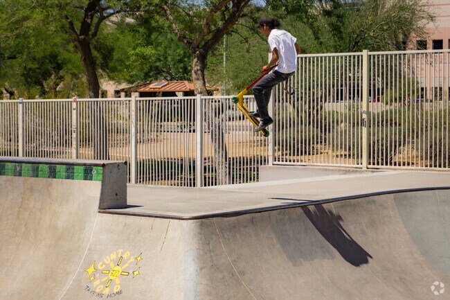 Practice cool tricks at the skatepark within the Tempe Sports Complex.