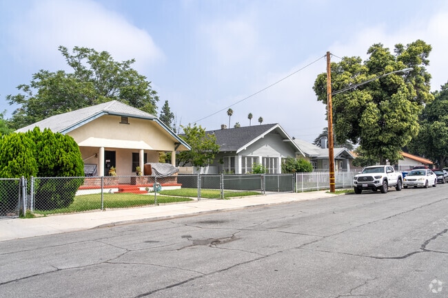 A picturesque row of Craftsman-style homes in the SBHS neighborhood.
